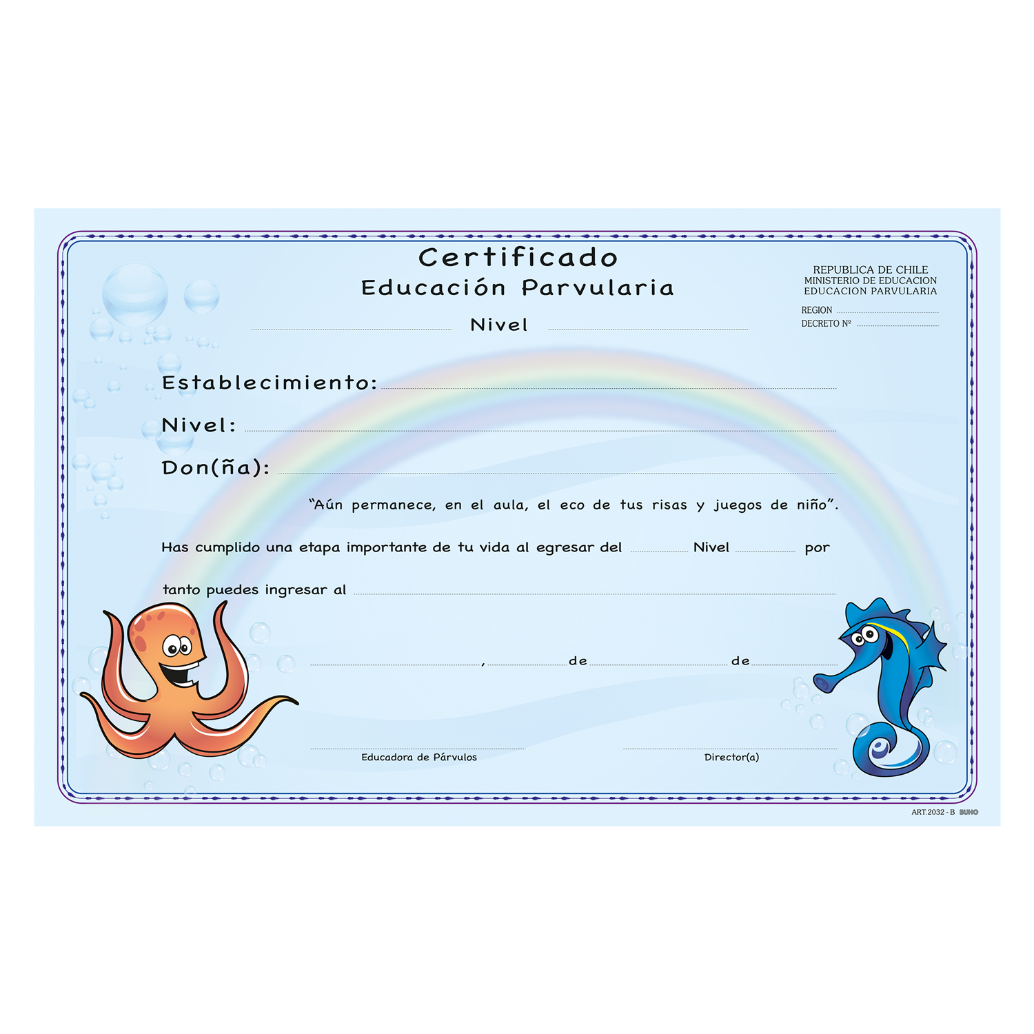 CERTIFICADO EDUCACION PARVULARIA PULPITO