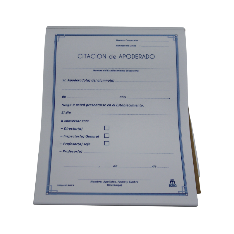 Certificado de Citación Apoderado block de 50 hojas