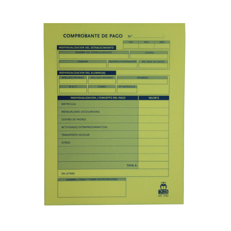 Comprobante de pago duplicado autocopiativo