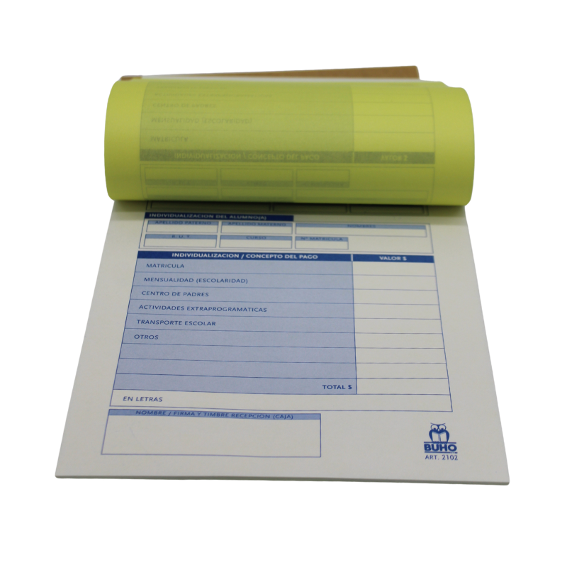 Comprobante de pago duplicado autocopiativo