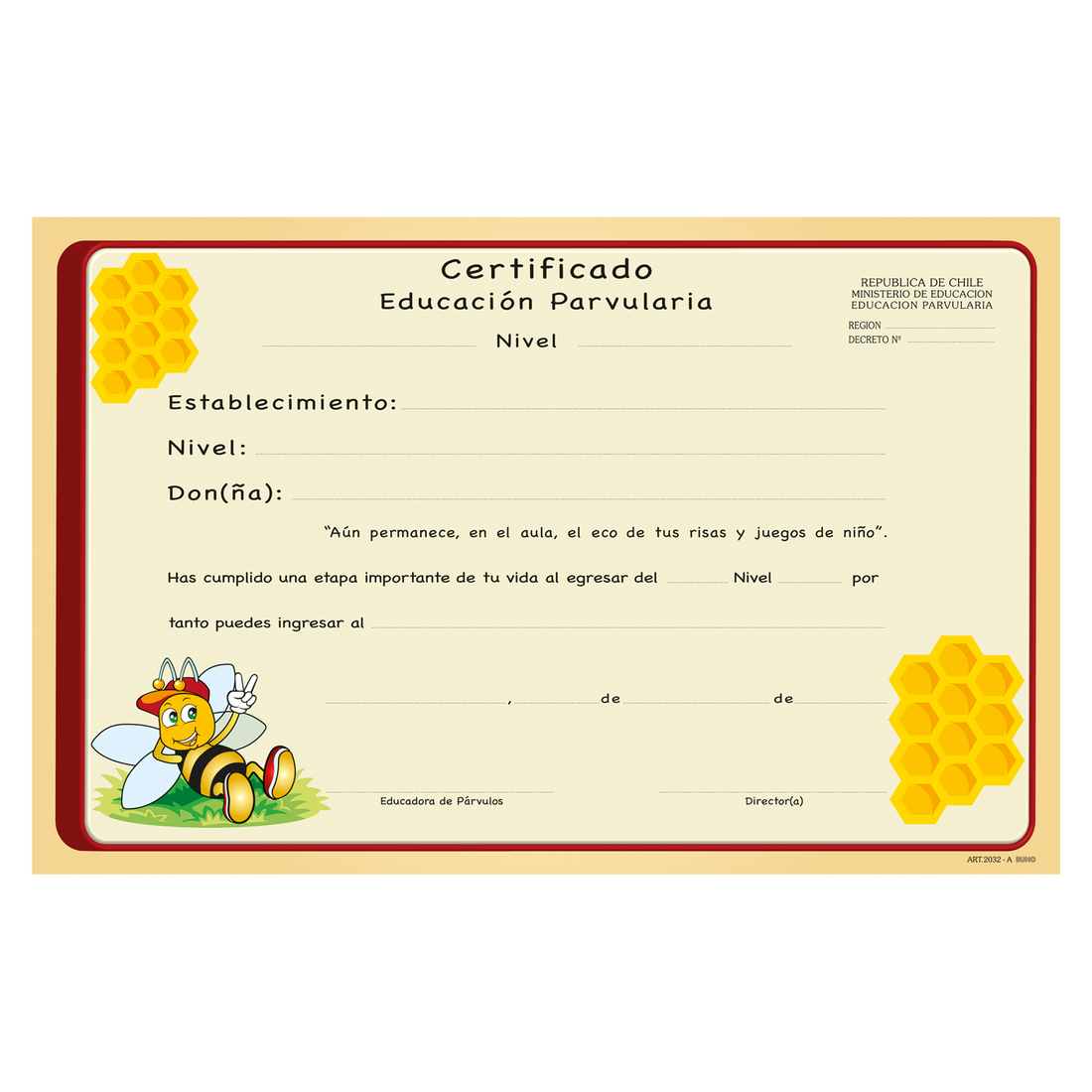 CERTIFICADO EDUCACION PARVULARIA ABEJITA