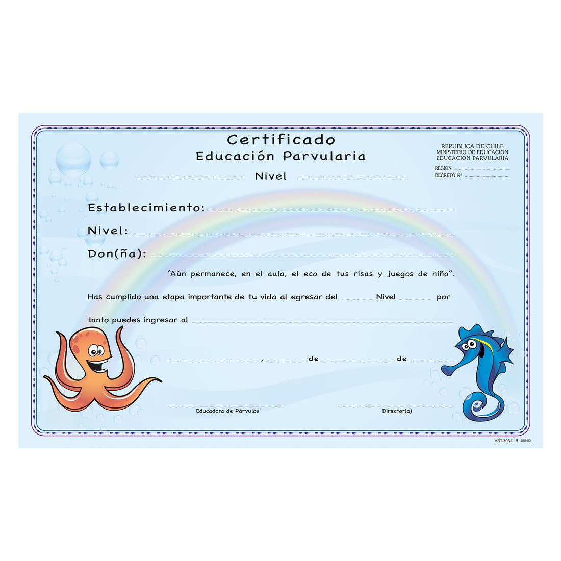 CERTIFICADO EDUCACION PARVULARIA PULPITO