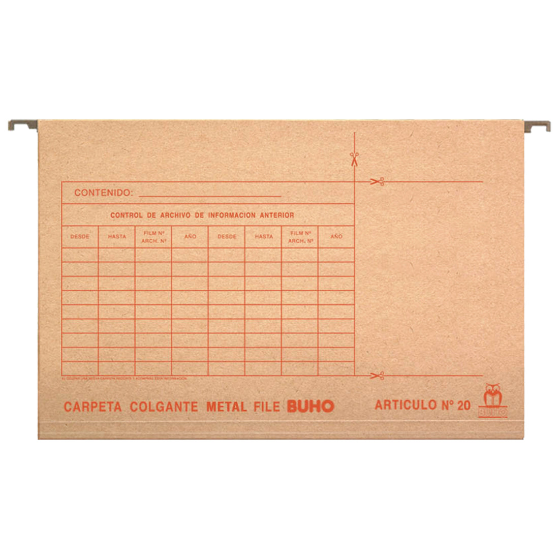 CARPETA COLGANTE BARRA METALICA BUHO