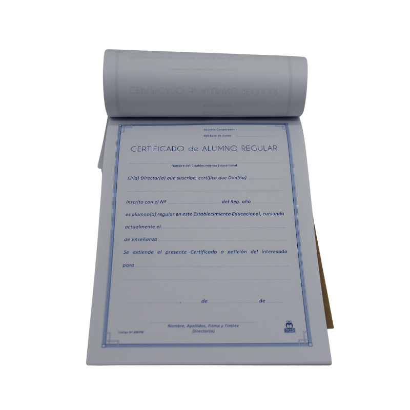 Certificado de Alumnos Regular block de 50 hojas