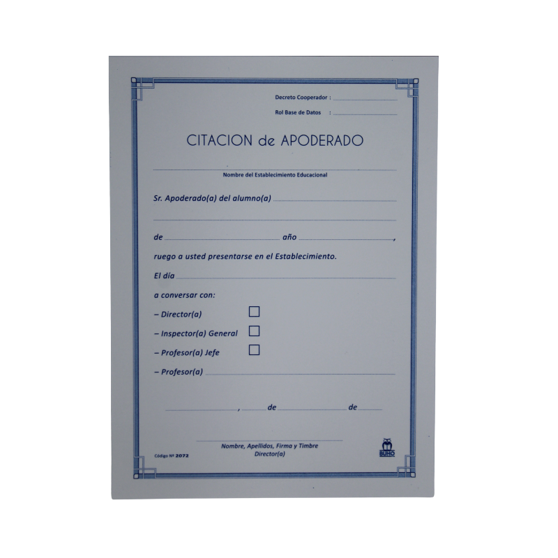 Certificado de Citación Apoderado block de 50 hojas