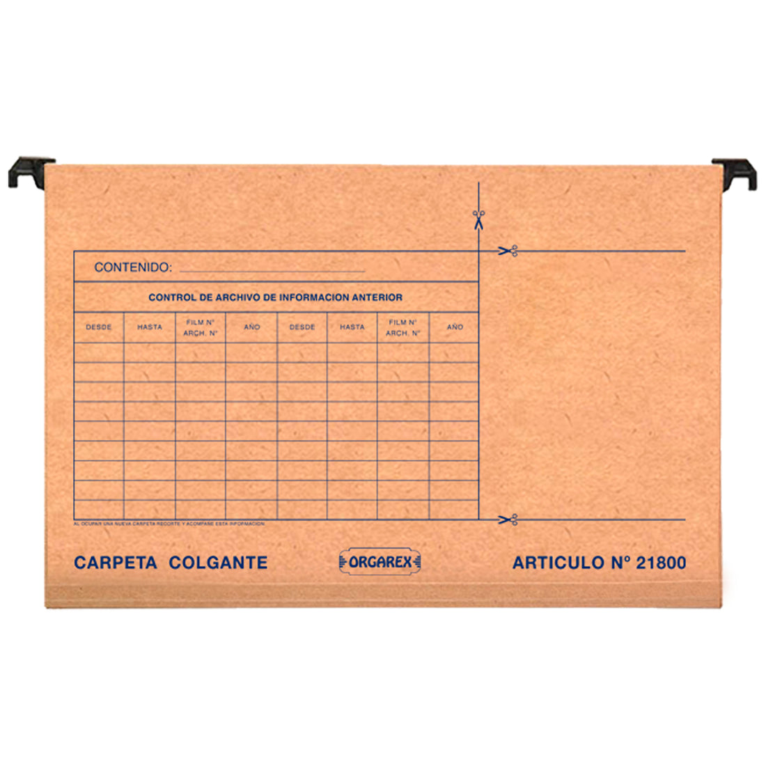 CARPETA COLGANTE BARRA PLASTICA ORGAREX