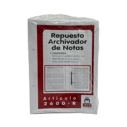 REPUESTO ARCHIVADOR DE NOTAS BUHO