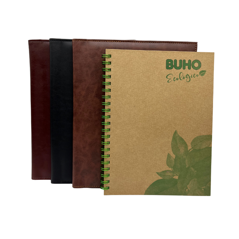 CARPETA ECOCUERO PORTA-CUADERNO BUHO (TAMAÑO 25 X 30 CMS. CERRADA) + CUADERNO PREMIUM COD. 4601