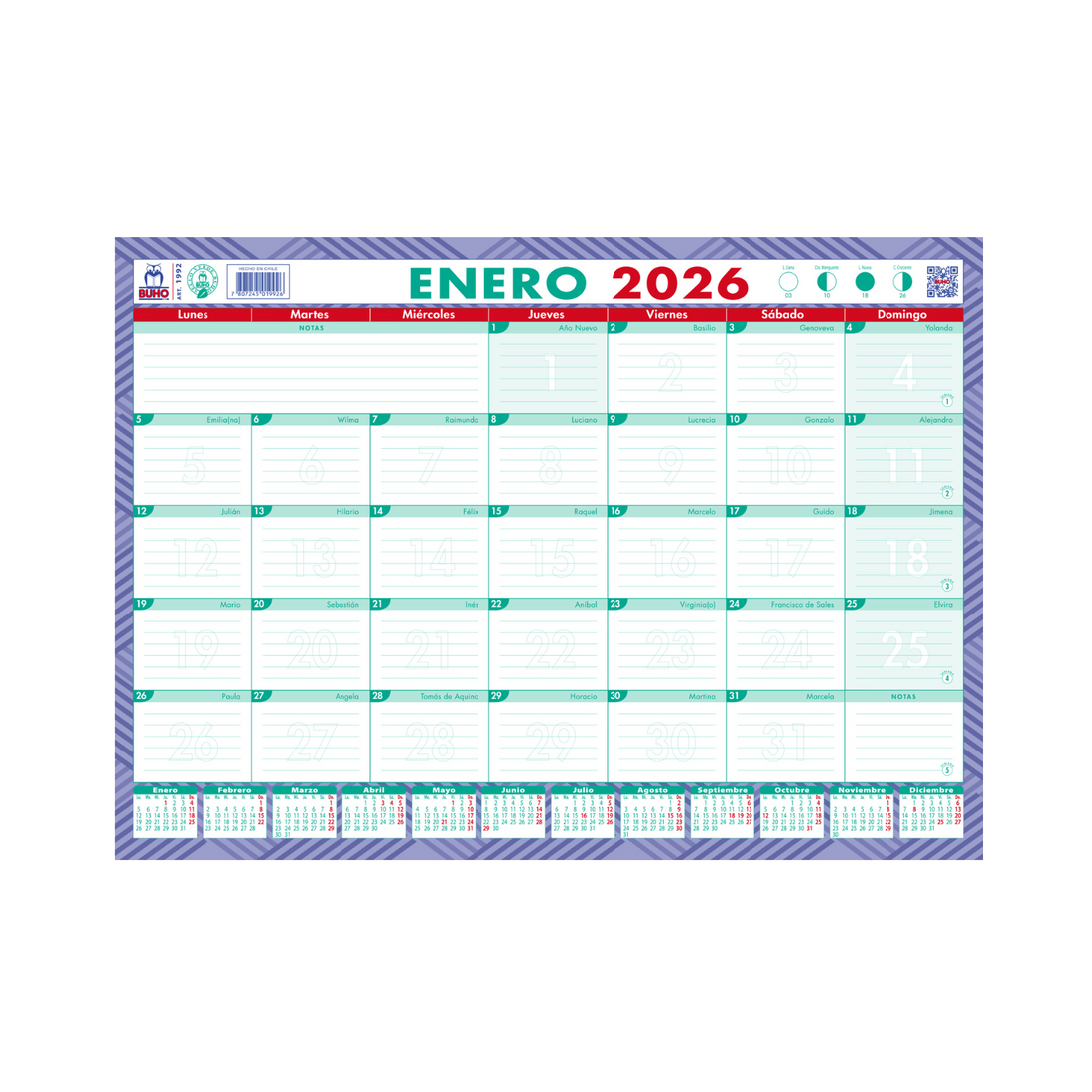 CALENDARIO ESCRITORIO 1992