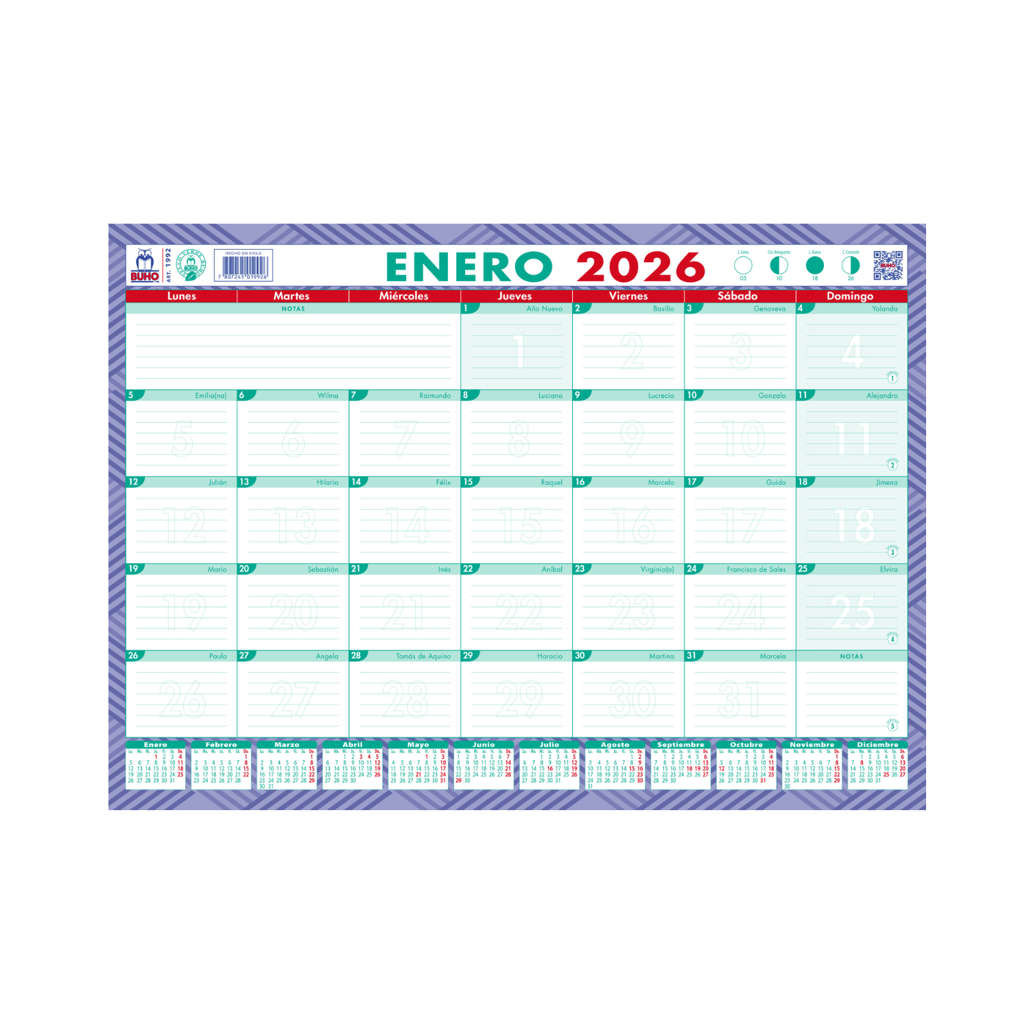 CALENDARIO ESCRITORIO 1992